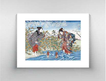 Japanese Girls by Ide Tama River by Utagawa Kuniyoshi